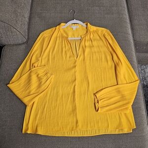 Chelsea & Violet Yellow Casual Relaxed Office Career Top Blouse Size Large